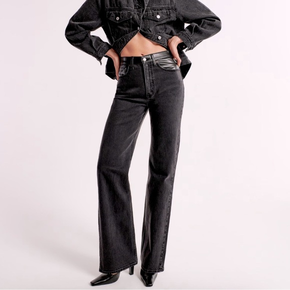 Abercrombie & Fitch Curve Love 90’s Relaxed Jean High Rise 18 Short Black - Picture 5 of 10